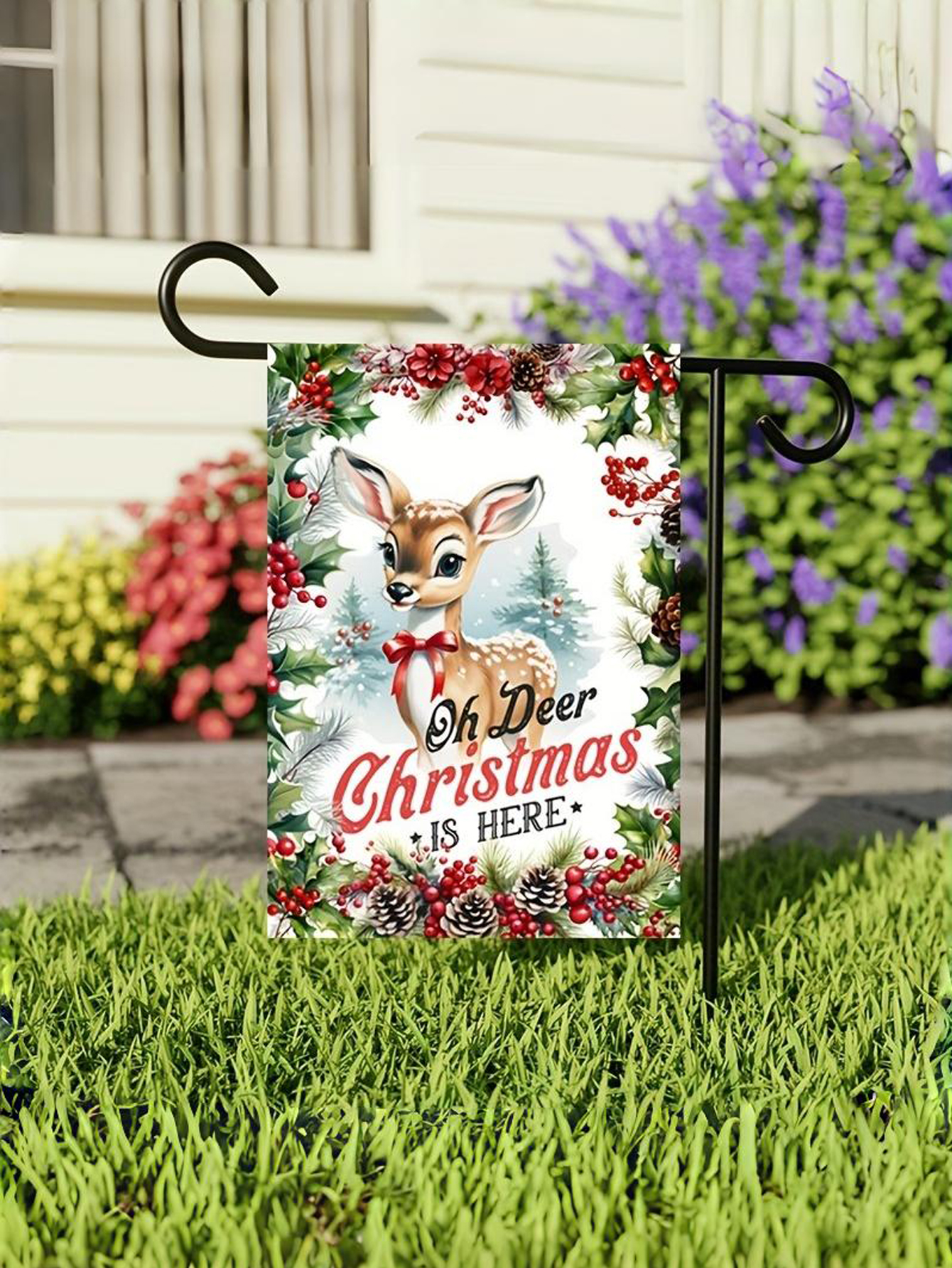 Custom Christmas Deer Garden Flag